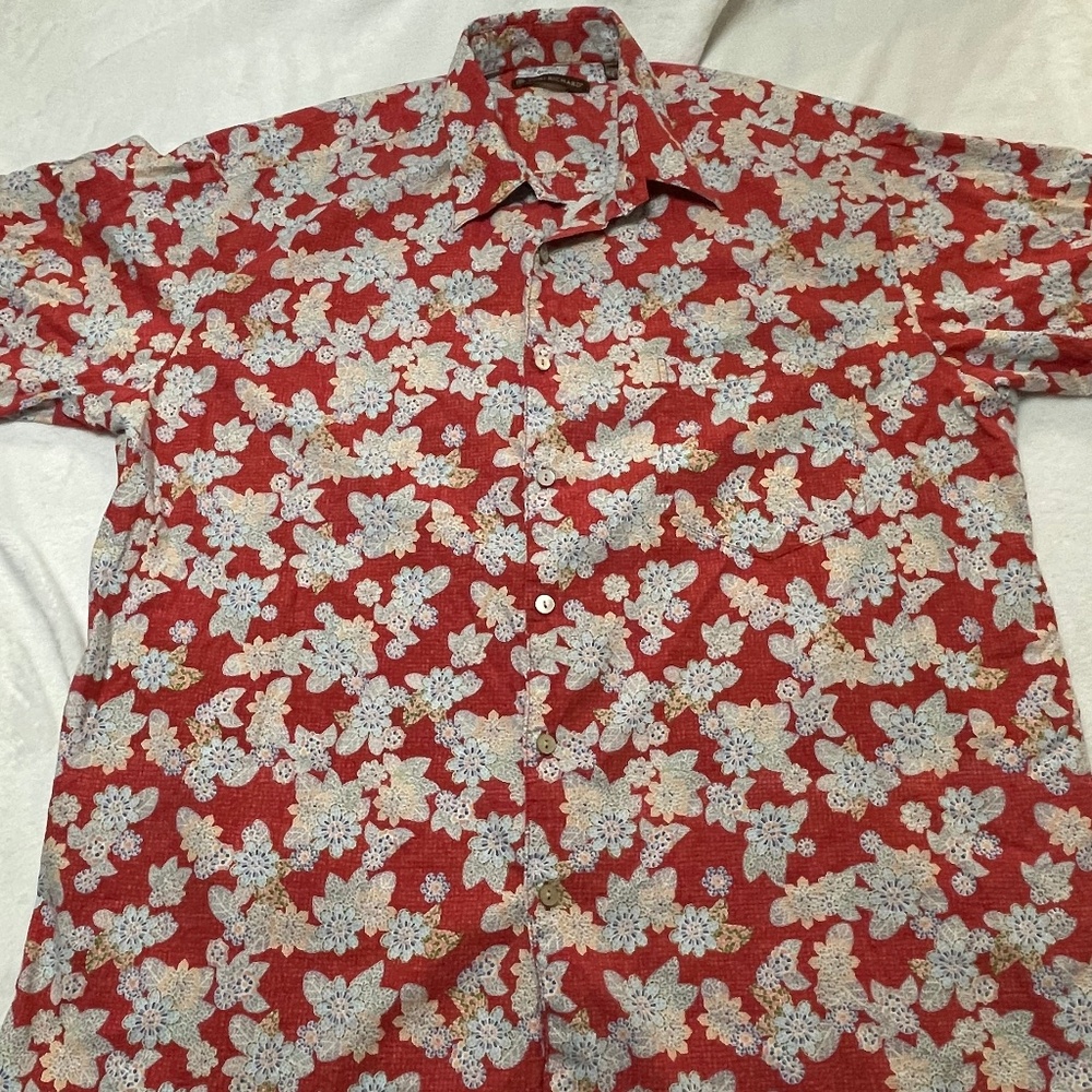 Tori Richard Red Floral Short Sleeve Button-Down Shirt
